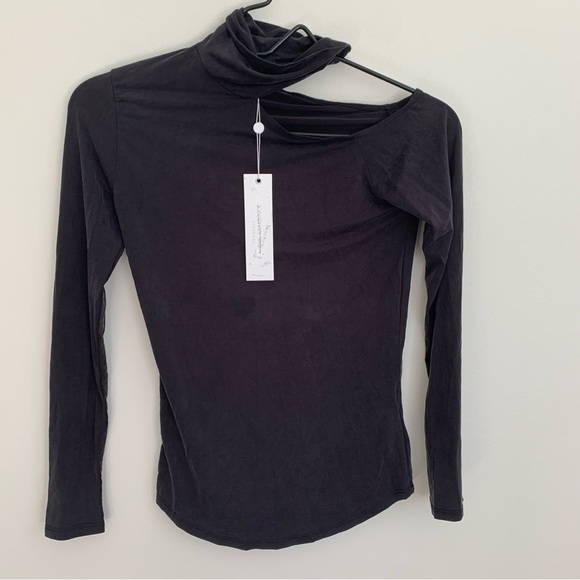 NWT JONATHAN SIMKHAI STANDARD Caden Cut Out Turtleneck Top - Picture 5 of 8